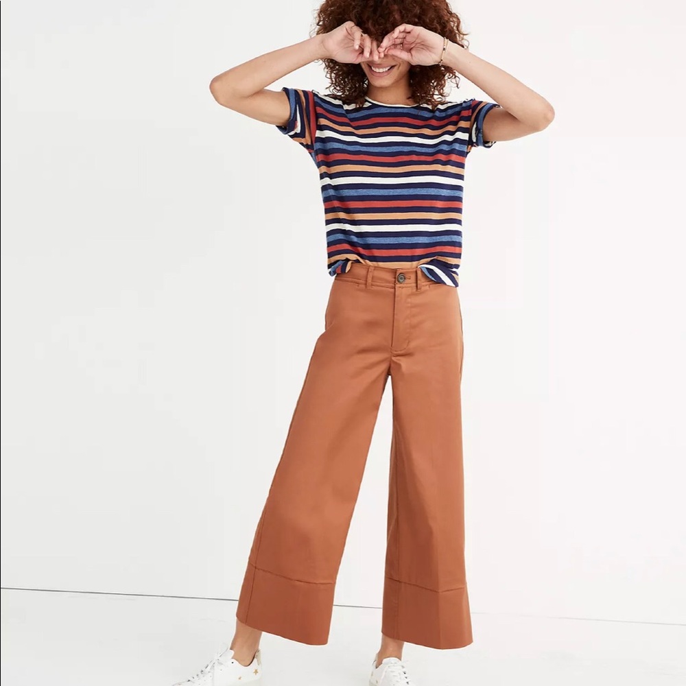 Madewell Langford Wide-Leg Crop Pants in Sateen